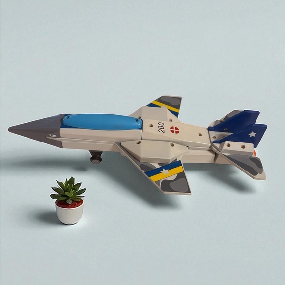 Desktop Wooden Army Aircraft Air-force Model 200 Jet 15" - Picture 2 of 10